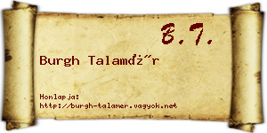 Burgh Talamér névjegykártya